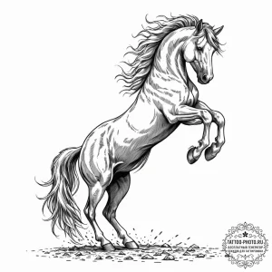 Tattoo sketch, kicking horse, wild data, a po... - эскиз тату (№1752419522_0, 13.07.2025 15:12) — tattoo-photo.ru