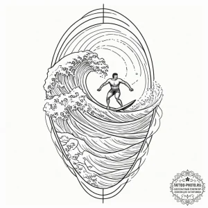 Tattoo sketch, wave of innovation, surfing re... - эскиз тату (№1752419863_0, 13.07.2025 15:17) — tattoo-photo.ru