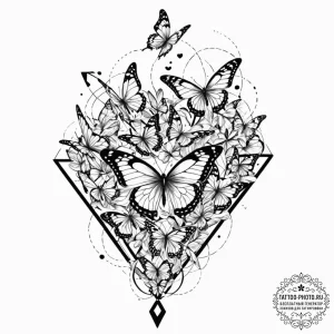 Tattoo sketch, numbered butterfly migration,... - эскиз тату (№1752420033_0, 13.07.2025 15:20) — tattoo-photo.ru