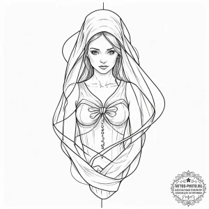 Tattoo sketch, veil of vulnerable code, a del... - эскиз тату (№1752420375_0, 13.07.2025 15:26) — tattoo-photo.ru