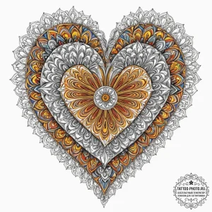 Tattoo sketch, kaleidoscope heart, a human he... - эскиз тату (№1752421232_0, 13.07.2025 15:40) — tattoo-photo.ru