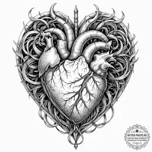 Tattoo sketch, unfurling blueprint heart, a s... - эскиз тату (№1752421653_0, 13.07.2025 15:47) — tattoo-photo.ru