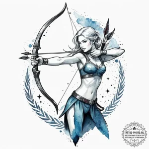 Tattoo sketch, zenith archer, cosmic arrow, a... - эскиз тату (№1752421822_0, 13.07.2025 15:50) — tattoo-photo.ru