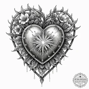 Tattoo sketch, iron heart, vulnerable core, a... - эскиз тату (№1752423068_0, 13.07.2025 16:11) — tattoo-photo.ru