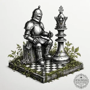 Tattoo sketch, discarded ai chess piece, a be... - эскиз тату (№1752423656_0, 13.07.2025 16:20) — tattoo-photo.ru