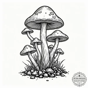 Tattoo sketch, mushroom cultivator of code, a... - эскиз тату (№1752423910_0, 13.07.2025 16:25) — tattoo-photo.ru