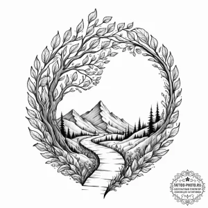 Tattoo sketch, unfurling path of possibilitie... - эскиз тату (№1752424205_0, 13.07.2025 16:30) — tattoo-photo.ru