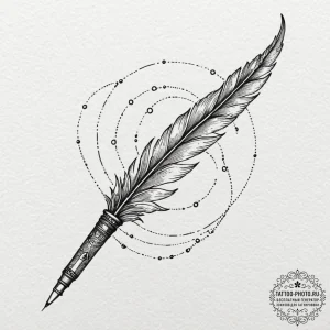 Tattoo sketch, quill of quiet computation, an... - эскиз тату (№1752425055_0, 13.07.2025 16:44) — tattoo-photo.ru