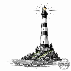 Tattoo sketch, pixelated lighthouse, guiding... - эскиз тату (№1752426072_0, 13.07.2025 17:01) — tattoo-photo.ru