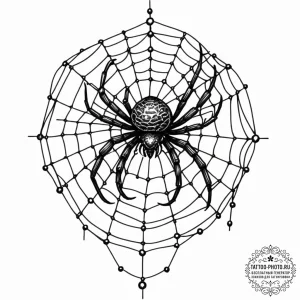 Tattoo sketch, orb weaver's digital prey, a d... - эскиз тату (№1752426936_0, 13.07.2025 17:15) — tattoo-photo.ru