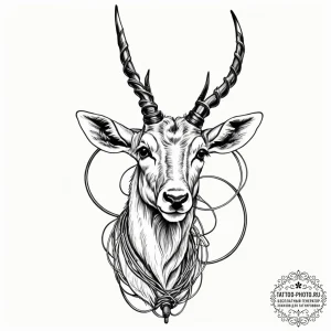 Tattoo sketch, an antelope with its horns mad... - эскиз тату (№1752427722_0, 13.07.2025 17:28) — tattoo-photo.ru