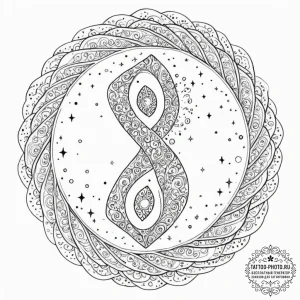 Tattoo sketch, navel of the universe, a styli... - эскиз тату (№1752427983_0, 13.07.2025 17:33) — tattoo-photo.ru
