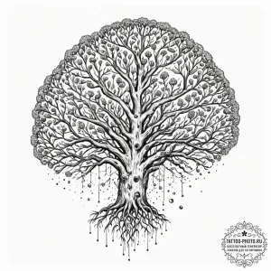 Tattoo sketch, brain with roots growing out o... - эскиз тату (№1752428155_0, 13.07.2025 17:35) — tattoo-photo.ru