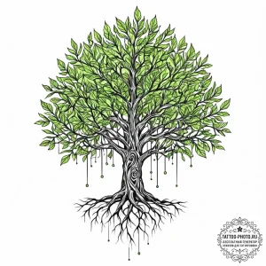 Tattoo sketch, knowledge tree, growing codes,... - эскиз тату (№1752428241_0, 13.07.2025 17:37) — tattoo-photo.ru