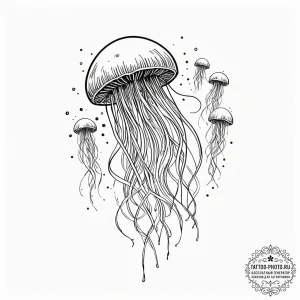 Tattoo sketch, bio-luminescent jellyfish swim... - эскиз тату (№1752428677_0, 13.07.2025 17:44) — tattoo-photo.ru