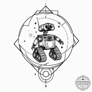 Tattoo sketch, moon-powered robot, a small, c... - эскиз тату (№1752429104_0, 13.07.2025 17:51) — tattoo-photo.ru