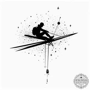 Tattoo sketch, tethered comet rider, a lone f... - эскиз тату (№1752429450_0, 13.07.2025 17:57) — tattoo-photo.ru