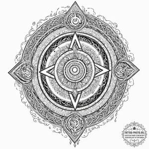 Tattoo sketch, runic portal on an old book, a... - эскиз тату (№1752429622_0, 13.07.2025 18:00) — tattoo-photo.ru