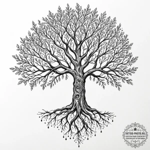Tattoo sketch, silver tree of sentience, a ma... - эскиз тату (№1752429706_0, 13.07.2025 18:01) — tattoo-photo.ru