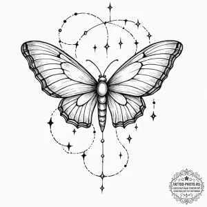 Tattoo sketch, lunar moth, stardust wings, a... - эскиз тату (№1752429791_0, 13.07.2025 18:03) — tattoo-photo.ru