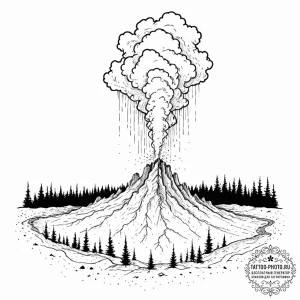 Tattoo sketch, yellowstone geyser, data steam... - эскиз тату (№1752429877_0, 13.07.2025 18:04) — tattoo-photo.ru