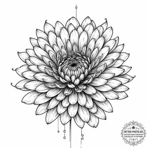 Tattoo sketch, cybernetic chrysanthemum: a de... - эскиз тату (№1752430570_0, 13.07.2025 18:16) — tattoo-photo.ru