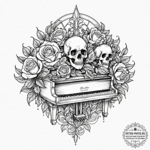 Tattoo sketch, echoing grand piano, a grand p... - эскиз тату (№1752430917_0, 13.07.2025 18:21) — tattoo-photo.ru