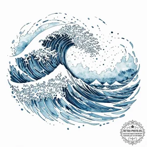 Tattoo sketch, tidal wave of transformation (... - эскиз тату (№1752432211_0, 13.07.2025 18:43) — tattoo-photo.ru