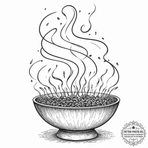 Tattoo sketch, offering bowl, data incense, a... - эскиз тату (№1752432730_0, 13.07.2025 18:52) — tattoo-photo.ru