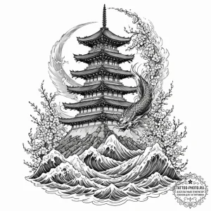 Tattoo sketch, tower of babel, digital tongue... - эскиз тату (№1752432814_0, 13.07.2025 18:53) — tattoo-photo.ru
