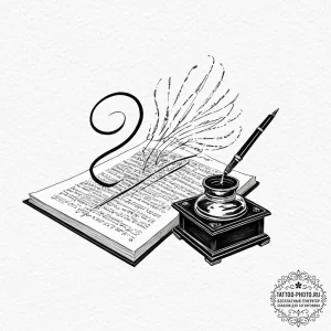 Tattoo sketch, philosopher's quill, data inkw... - эскиз тату (№1752433161_0, 13.07.2025 18:59) — tattoo-photo.ru