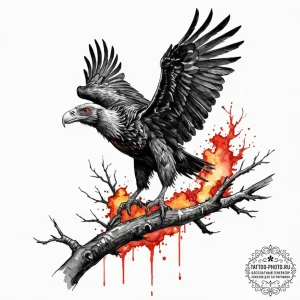 Tattoo sketch, vulture of vengeance, digital... - эскиз тату (№1752433501_0, 13.07.2025 19:05) — tattoo-photo.ru
