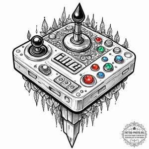 Tattoo sketch, jewel-encrusted joystick, a vi... - эскиз тату (№1752433672_0, 13.07.2025 19:07) — tattoo-photo.ru