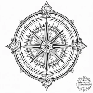 Tattoo sketch, compassion compass: a compass... - эскиз тату (№1752434196_0, 13.07.2025 19:16) — tattoo-photo.ru