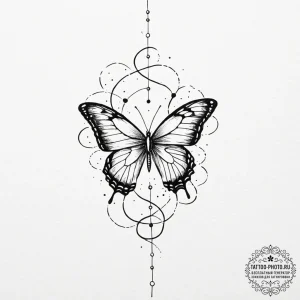 Tattoo sketch, quantum butterfly effect, a de... - эскиз тату (№1752434543_0, 13.07.2025 19:22) — tattoo-photo.ru