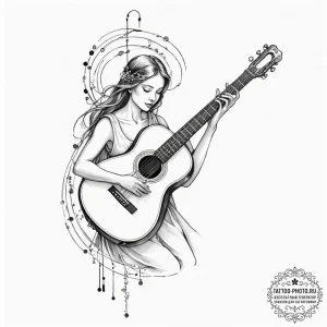 Tattoo sketch, future folk instrument, a trad... - эскиз тату (№1752434892_0, 13.07.2025 19:28) — tattoo-photo.ru