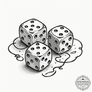 Tattoo sketch, dice of destiny, a pair of tra... - эскиз тату (№1752435063_0, 13.07.2025 19:31) — tattoo-photo.ru