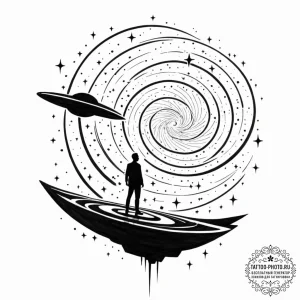 Tattoo sketch, journey through a wormhole, a... - эскиз тату (№1752435934_0, 13.07.2025 19:45) — tattoo-photo.ru