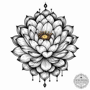 Tattoo sketch, industrial lotus, a serene lot... - эскиз тату (№1752436105_0, 13.07.2025 19:48) — tattoo-photo.ru