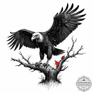 Tattoo sketch, vulture of vengeance, digital... - эскиз тату (№1752437236_0, 13.07.2025 20:07) — tattoo-photo.ru