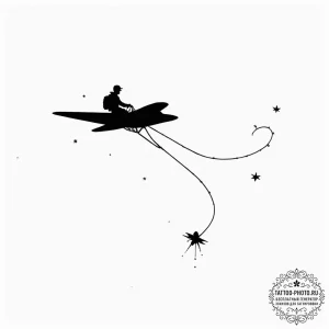 Tattoo sketch, tethered comet rider, a lone f... - эскиз тату (№1752437931_0, 13.07.2025 20:18) — tattoo-photo.ru