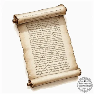 Tattoo sketch, legacy code scroll, an ancient... - эскиз тату (№1752438799_0, 13.07.2025 20:33) — tattoo-photo.ru