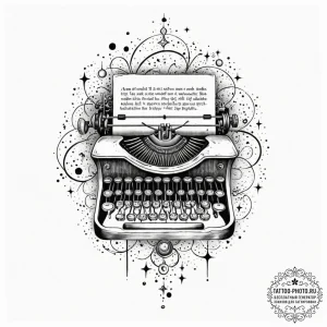 Tattoo sketch, keyboard of cosmic creation, a... - эскиз тату (№1752439060_0, 13.07.2025 20:37) — tattoo-photo.ru