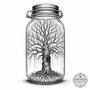 Tattoo sketch, bionic brain in a glass jar, p... - эскиз тату (№1752439489_0, 13.07.2025 20:44) — tattoo-photo.ru