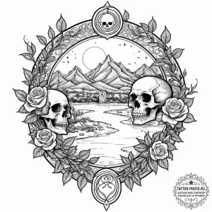 Tattoo sketch, oasis portal, digital mirage,... - эскиз тату (№1752439893_0, 13.07.2025 20:51) — tattoo-photo.ru