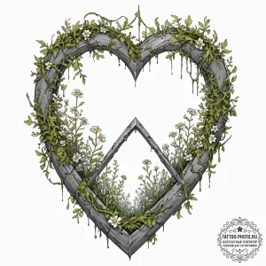 Tattoo sketch, shattered shield, regrown natu... - эскиз тату (№1752440384_0, 13.07.2025 20:59) — tattoo-photo.ru