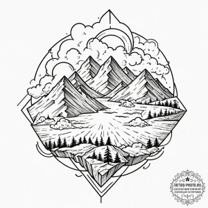 Tattoo sketch, cloud computing landscape: a s... - эскиз тату (№1752440642_0, 13.07.2025 21:04) — tattoo-photo.ru