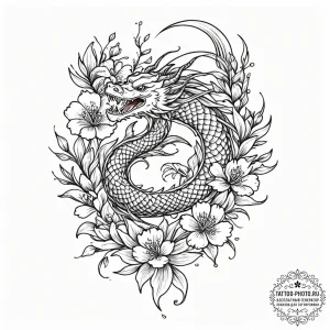 Tattoo sketch, bullet piercing a delicate flo... - эскиз тату (№1752441325_0, 13.07.2025 21:15) — tattoo-photo.ru