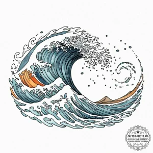 Tattoo sketch, whispering waves of emotion, a... - эскиз тату (№1752441496_0, 13.07.2025 21:18) — tattoo-photo.ru