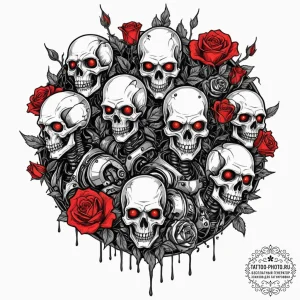 Tattoo sketch, zombie robot uprising (digital... - эскиз тату (№1752442341_0, 13.07.2025 21:32) — tattoo-photo.ru